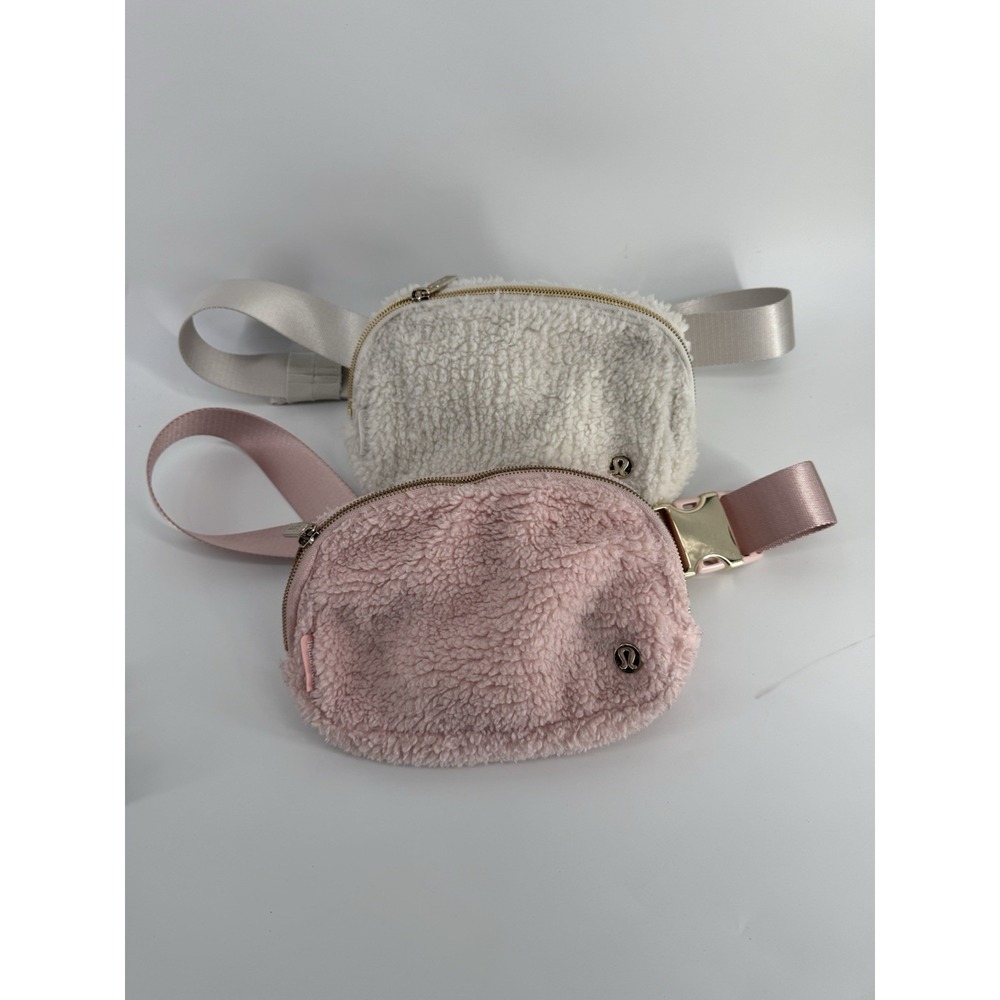 Lululemon Everywhere Belt Bag Pink & White Fleece Sherpa Bundle SEE PICS